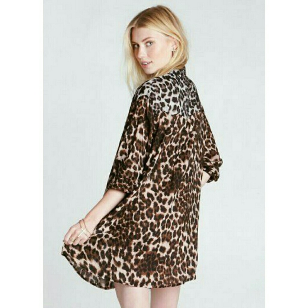 NWT Somedays Lovin Six String Leopard Shirt Dress